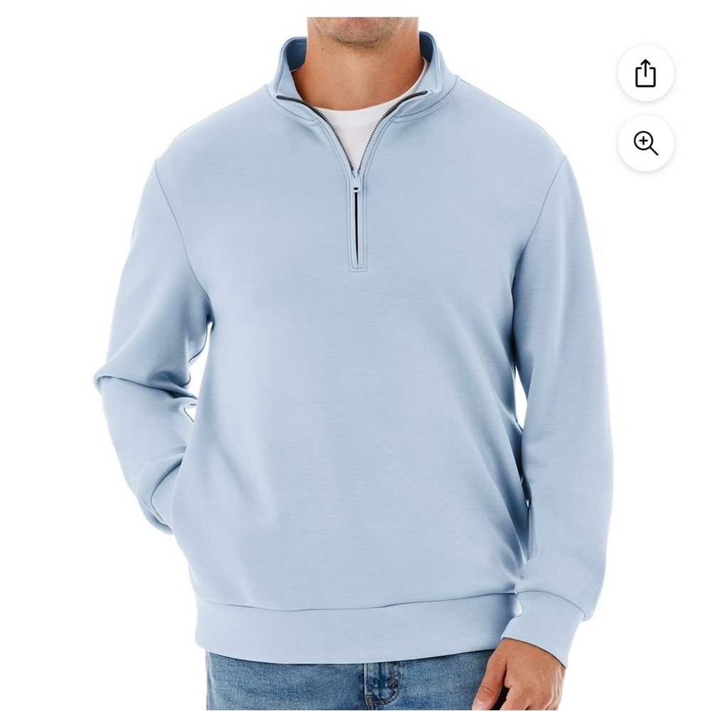 NWT- Member’s Mark Men Quarter-Zip Pullover in Light Blue. Size 3X - Picture 4 of 10